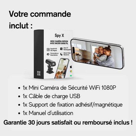 Mini Caméra Espion de Surveillance Sans Fil HD - SpyX - Marnoval