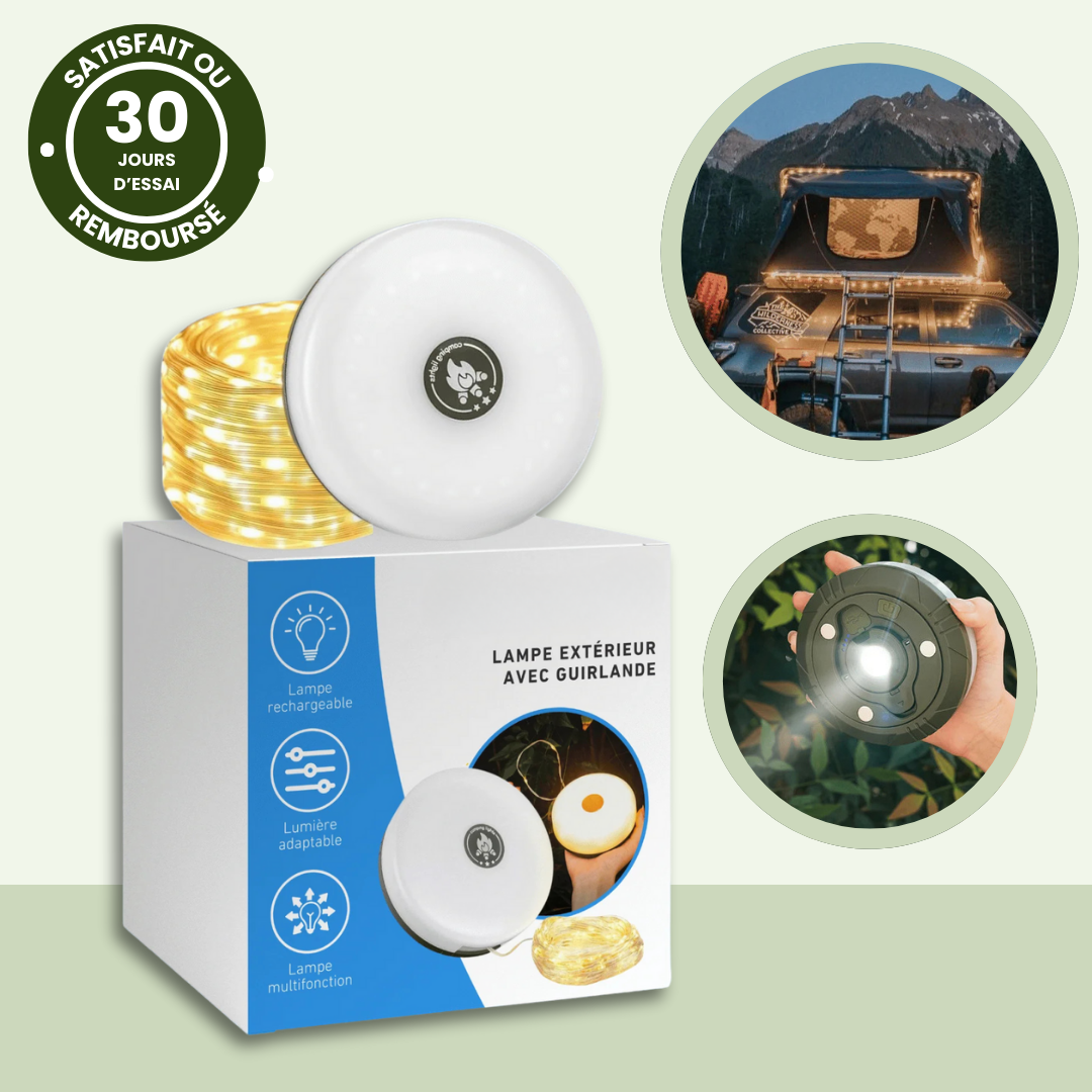 Lampe d'extérieur avec guirlande intégrée – Marnoval™