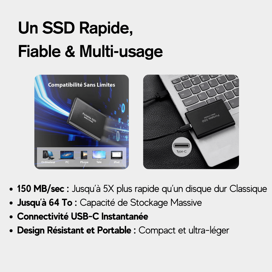 SSD Externe 1To | Jusqu’à 64To | Disque Dur Externe Portable Marnoval